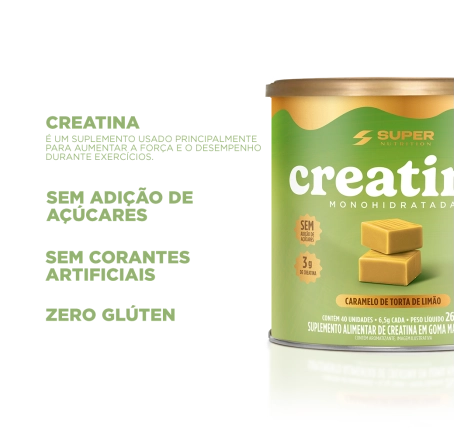 Caramelo de Creatina sabor Torta de Limão (40 unidades)
