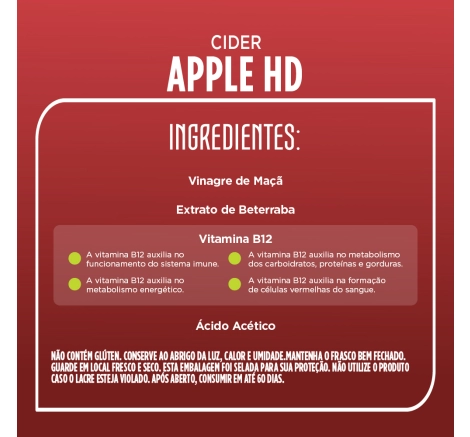 Ingredientes e Benefícios Apple Cider HD 60 cápsulas