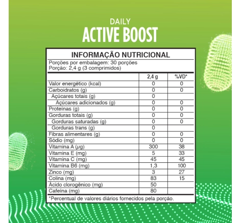 Tabela Nutricional Super Active Boost 90 cápsulas