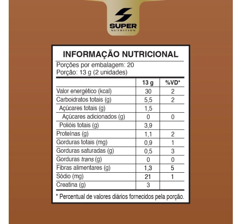 tabela Dado de Brigadeiro com Creatina Super Nutrition (40 unidades)