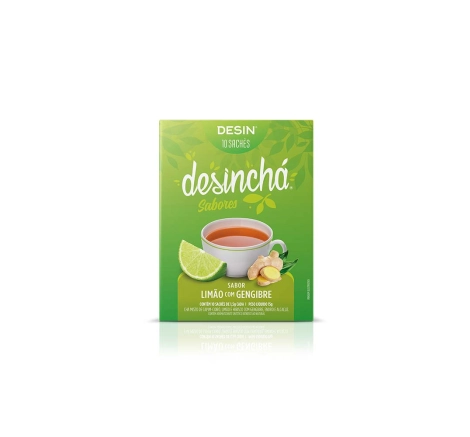 Embalagem chá desinchá 10 saches limão com gengibre frente