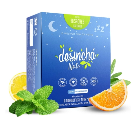 Caixa de Desinchá Noite com 60 sachês de sabor frutado e envolvente. Caixa de Desinchá Noite com 60 sachês de sabor frutado e envolvente.