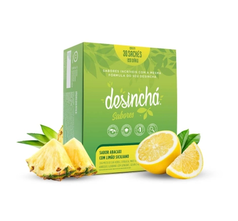 Chá de Abacaxi com Limão Siciliano - Desinchá Sabores com 30 Sachês Chá de Abacaxi com Limão Siciliano - Desinchá Sabores com 30 Sachês