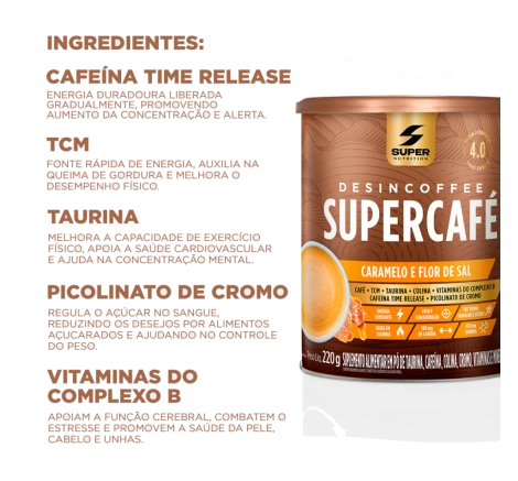 Ingredientes Supercafé Desincoffee Caramelo e Flor de Sal 220g Ingredientes Supercafé Desincoffee Caramelo e Flor de Sal 220g