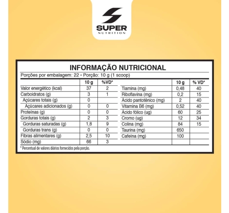 Tabela Nutricional Supercafé Desincoffee Baunilha e Avelã 220g