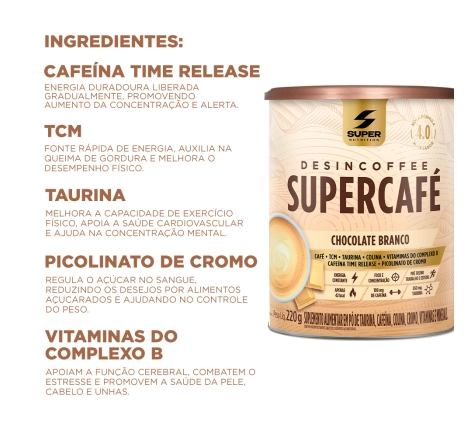 ingredientes Desincoffee Supercafé Chocolate Branco ingredientes Desincoffee Supercafé Chocolate Branco