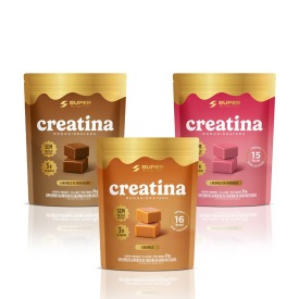 Caramelos de Creatina | Combo 3 Mini Packs (Caramelo, Brigadeiro e Morango)